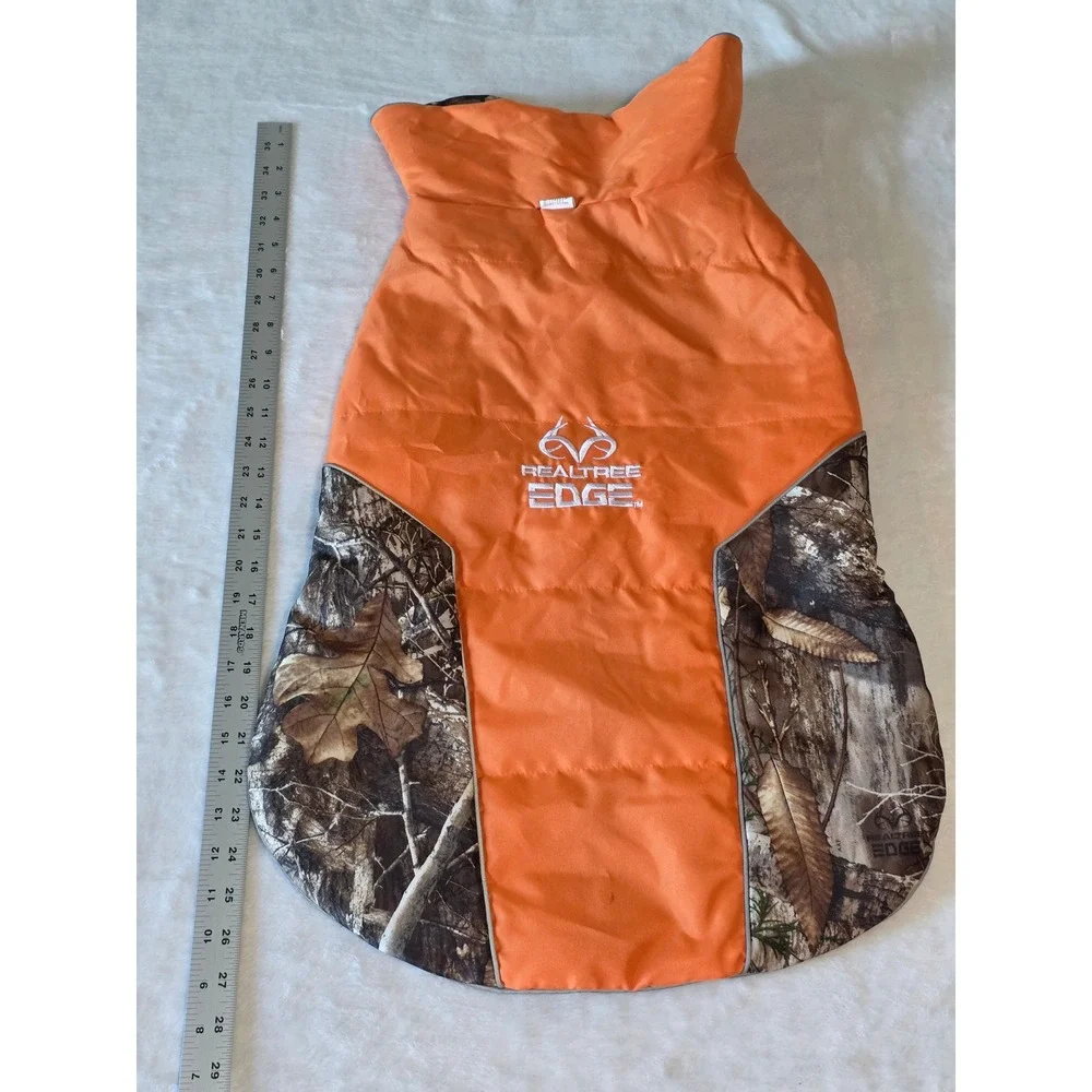 Realtree Edge Dog Coat Blaze Orange Camo Fleece Lined Vest XL Hunting Pet Gear